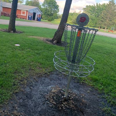 View of hole 9 basket.