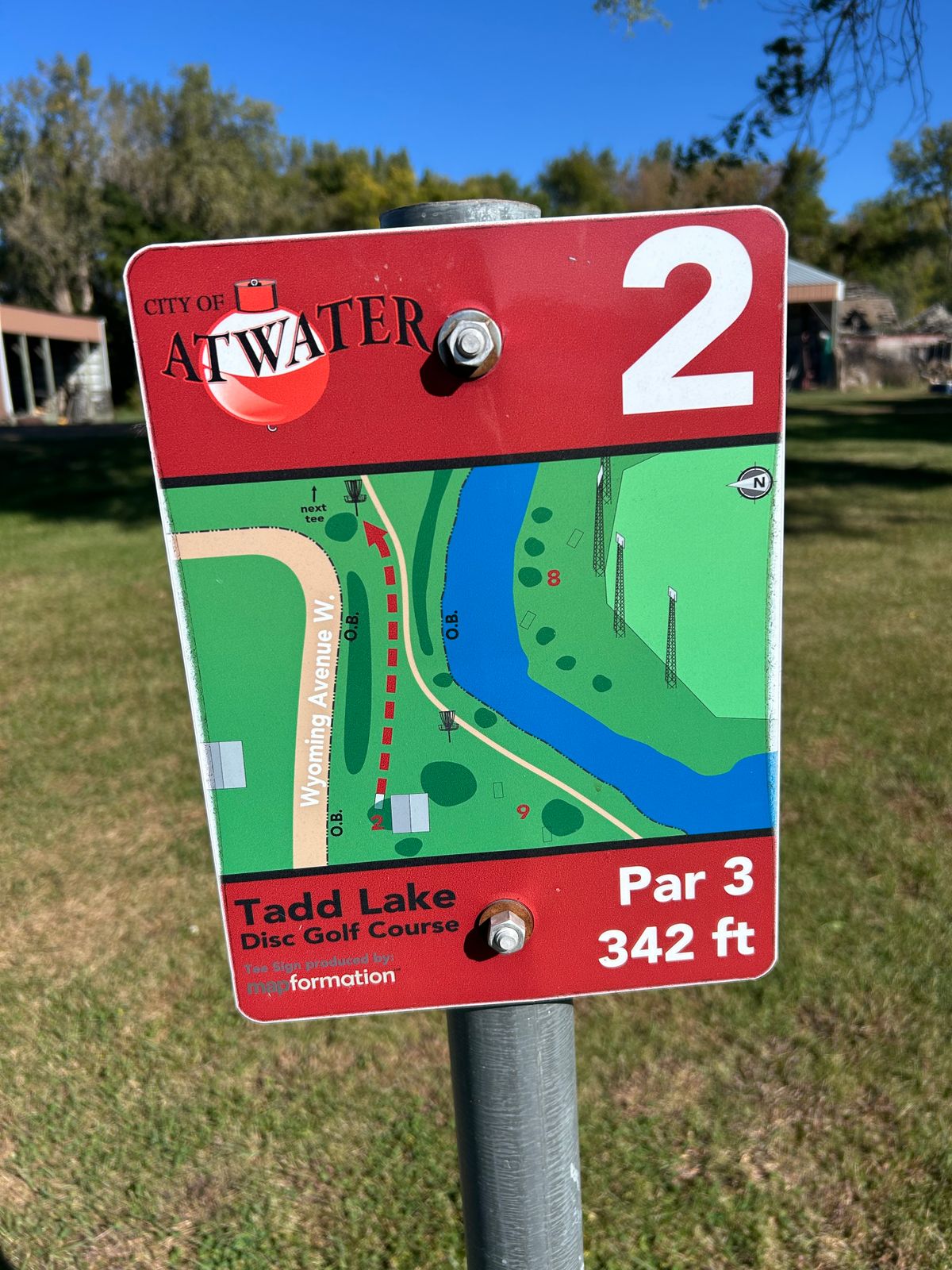 Hole 2 signage for short tee