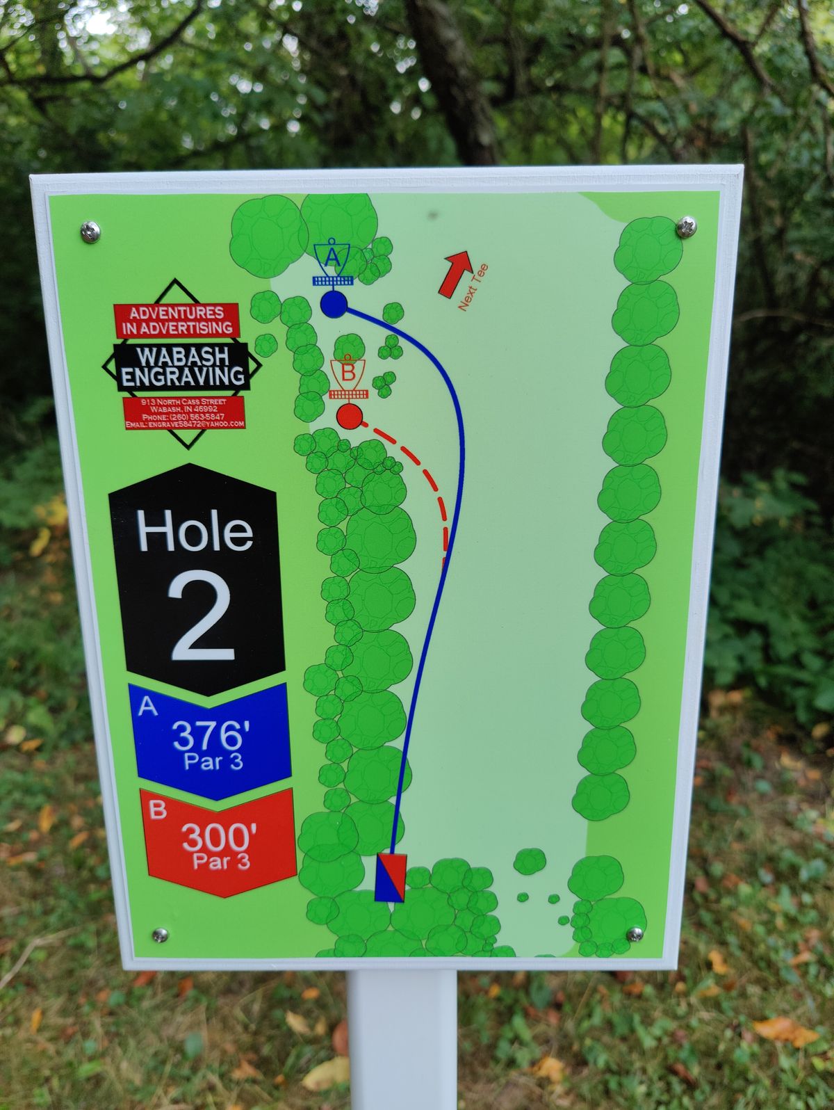 Updated tee sign on hole 2