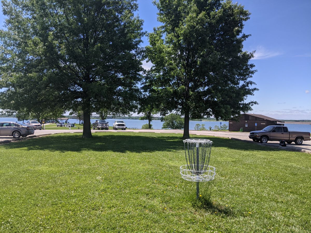 Practice basket in parking lot
