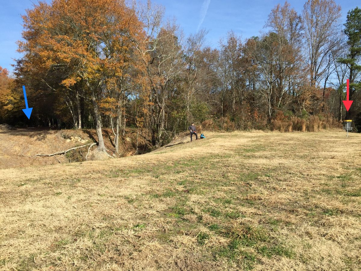 Hole #13 Basket to Tee (Red = Basket, Blue = Tee)