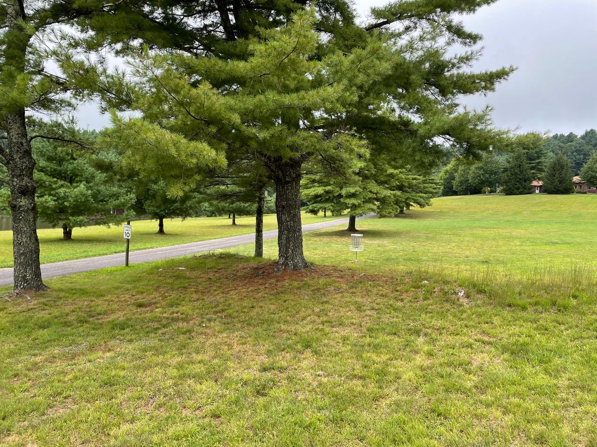 Hole 2 landing area and green.