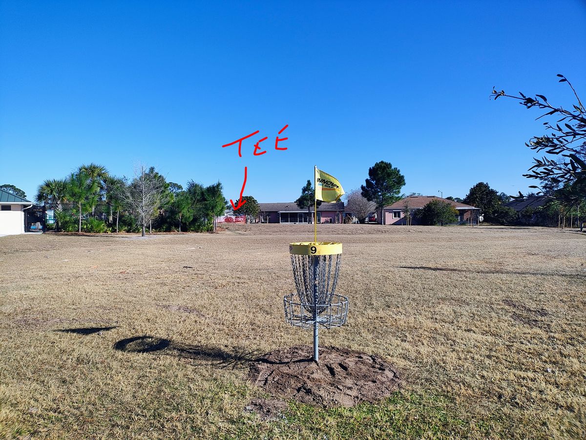 New #9 tee and drive is left to right around the trees.#7