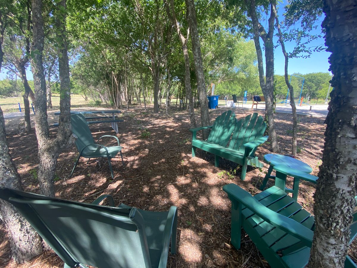 Place to relax near hole one.  