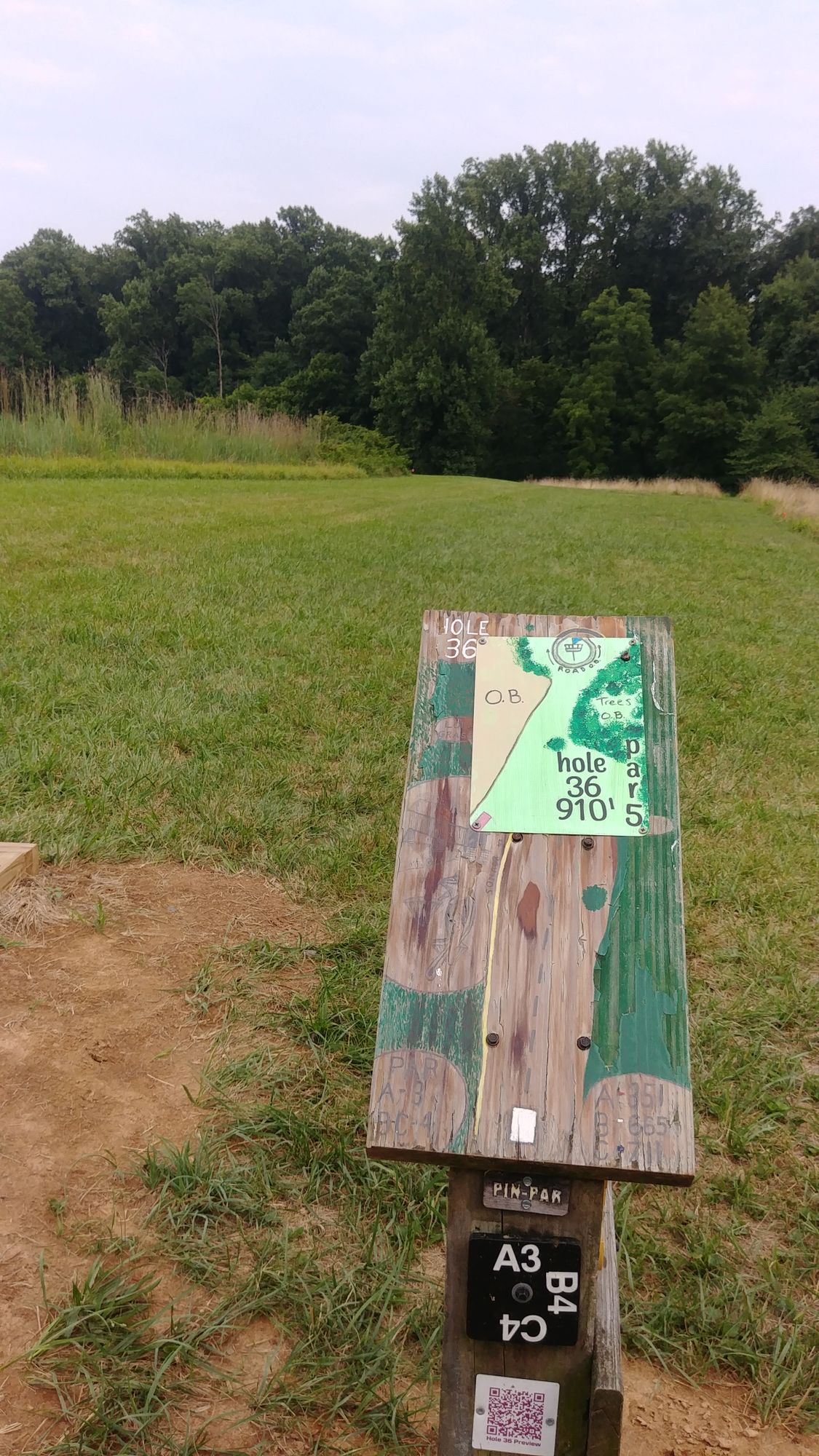 Hole 36 tee sign, amended