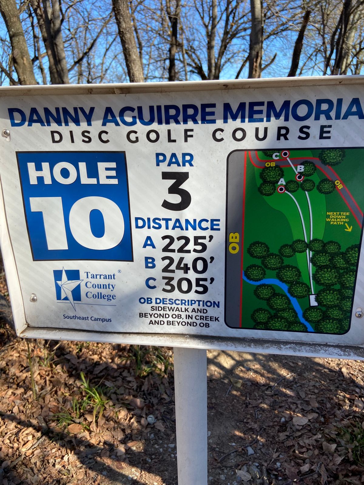 Hole 10 tee sign