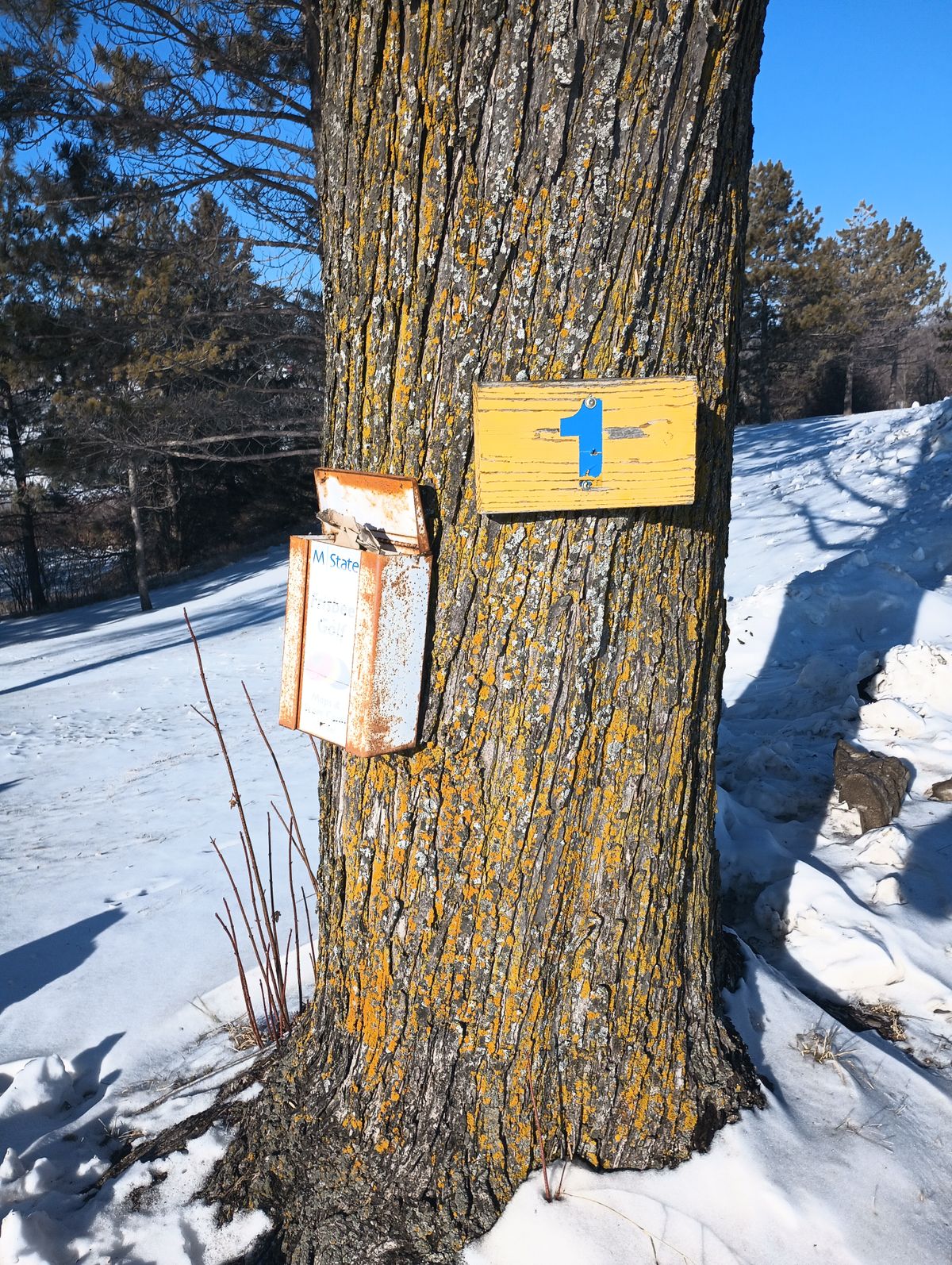 The sign at the tee on home one. The only sign I could find on the course