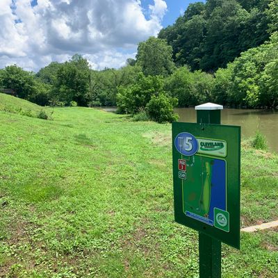 Fifth hole runs right by the river