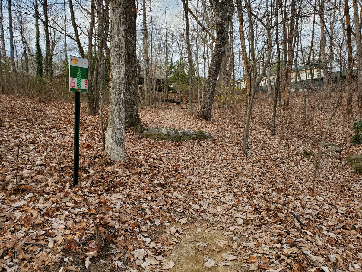 Hole 9 teepad & sign.