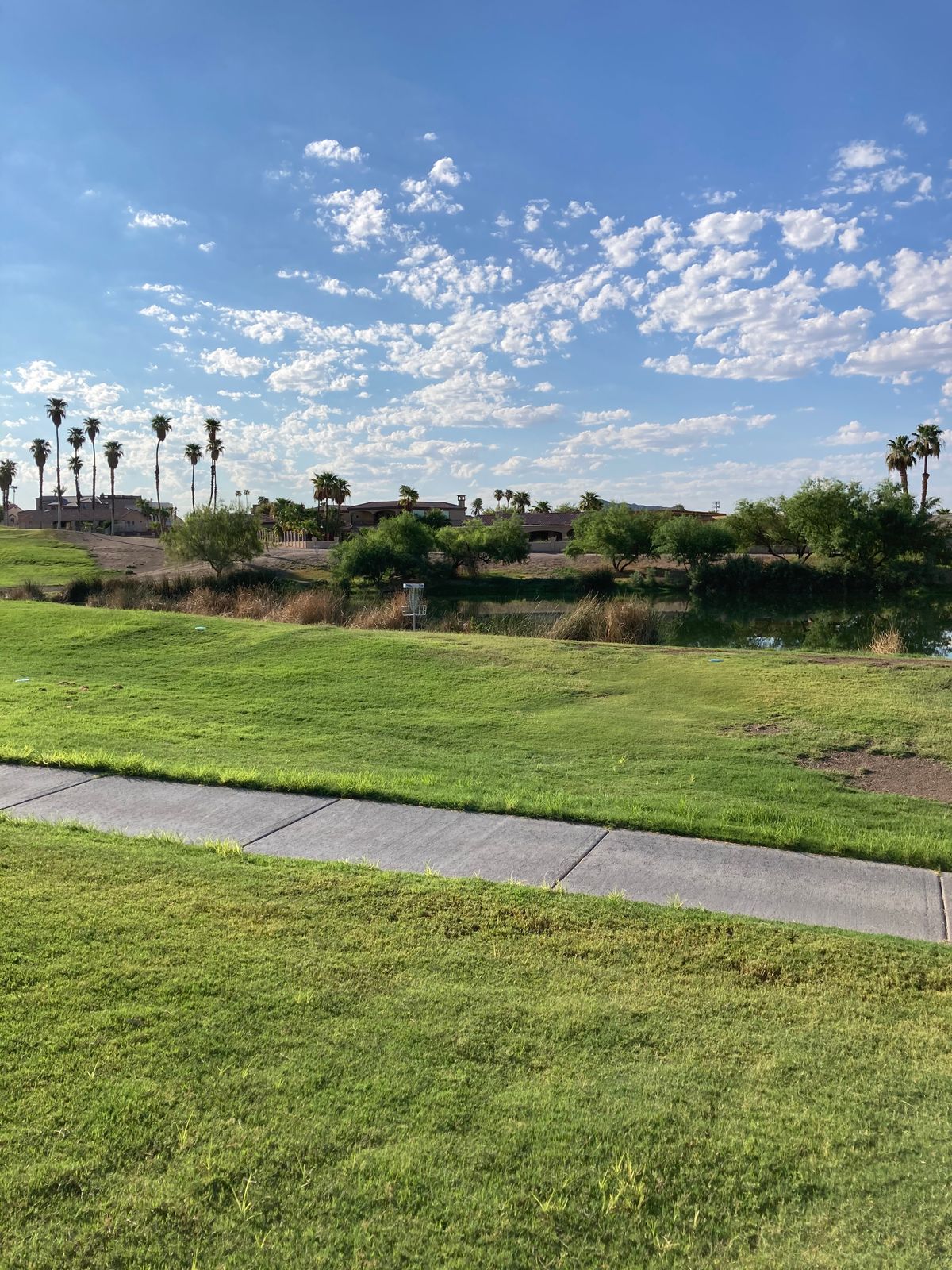Short hole with water right behind, then a scary shot over the pond.