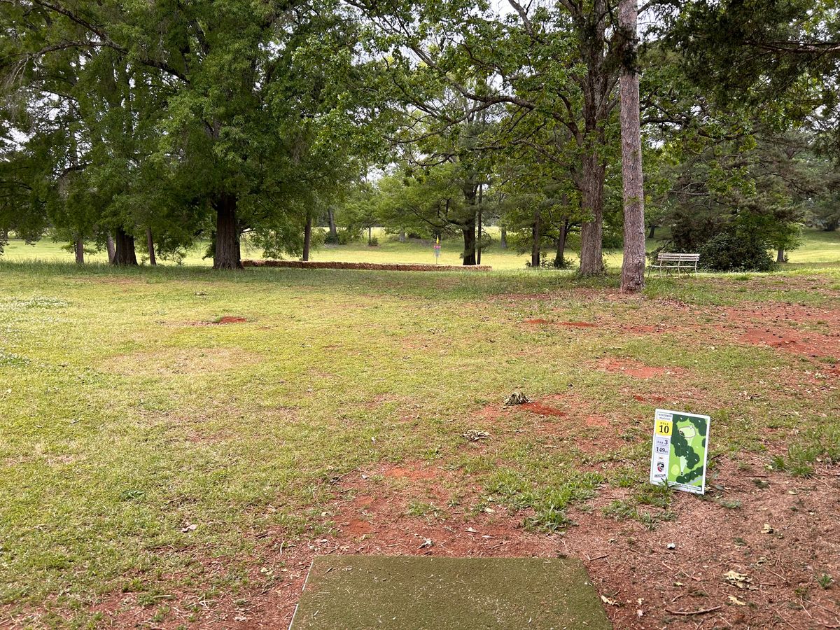 Hole 10 from the tee. Island hole similar to USDGC 17