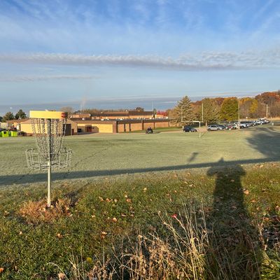 Hole 1 looking back towards the school
