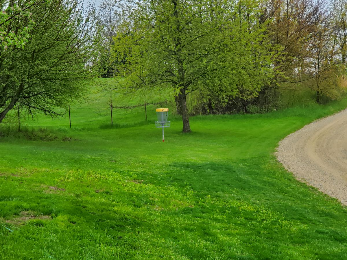 Hole 1. Driveway and anything right of it is OB. Fence line to left OB
