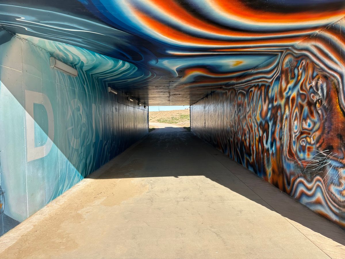 Tunnel walkway to course.