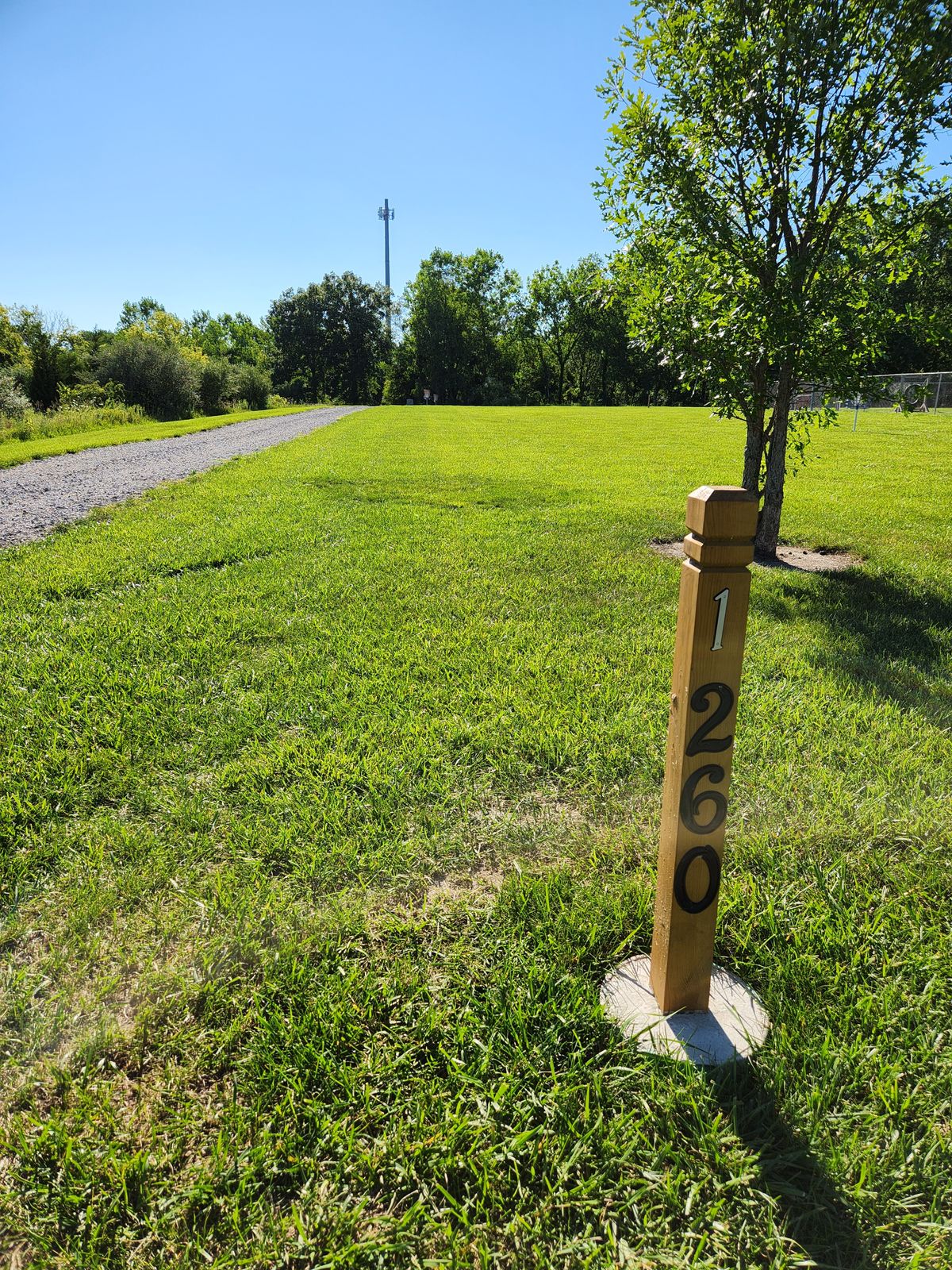 Hole 1 - 260 - On or over path is OB; dog park is OB