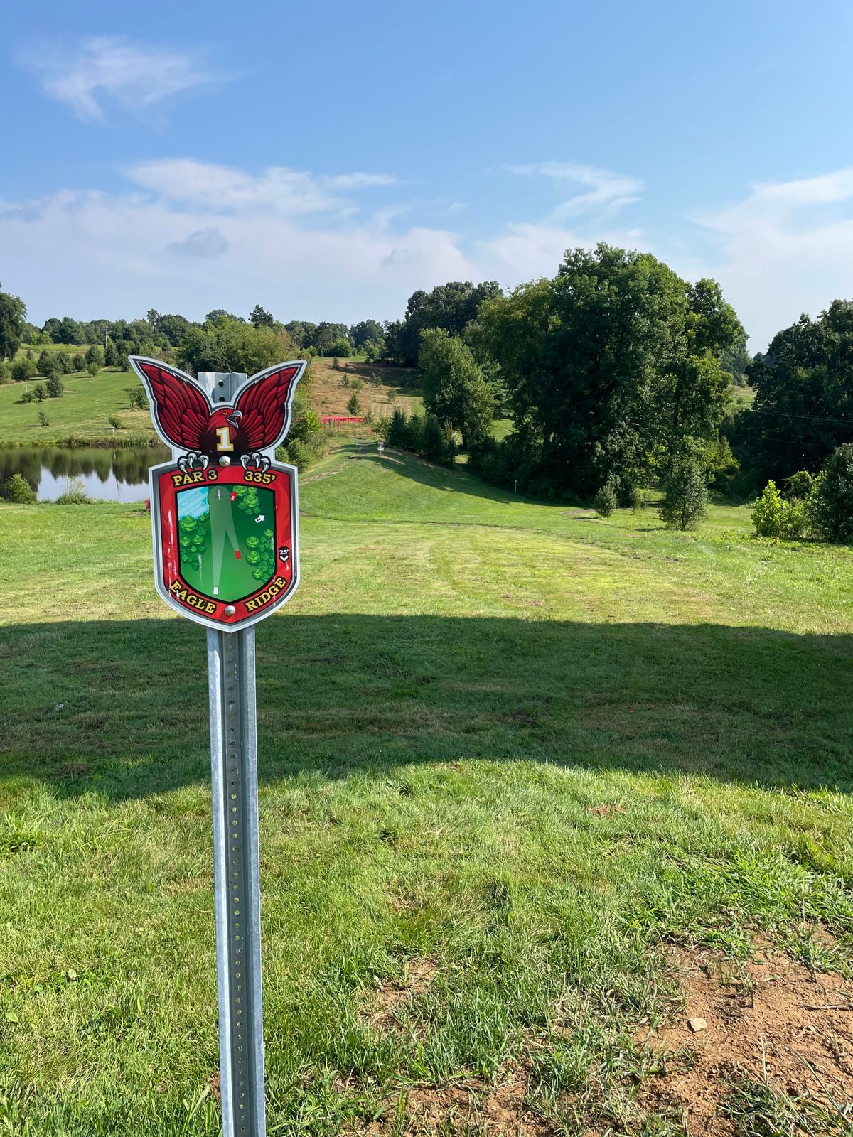 Hole one is a little daunting for a newbie.  Water and trees.