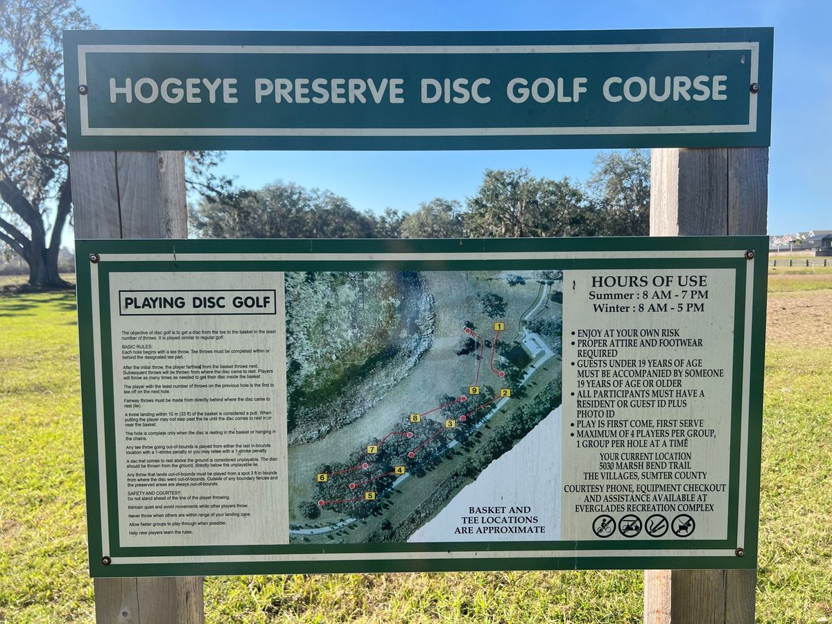 Board at entrance to the course.