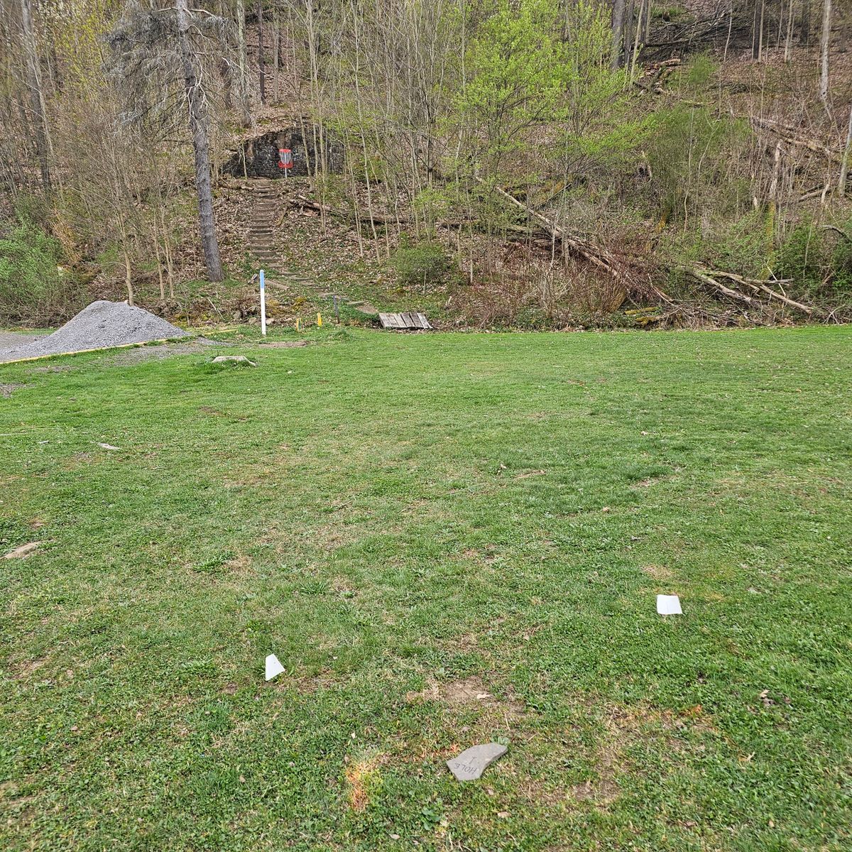 Tee Pad w/ Basket in background for Hole #1