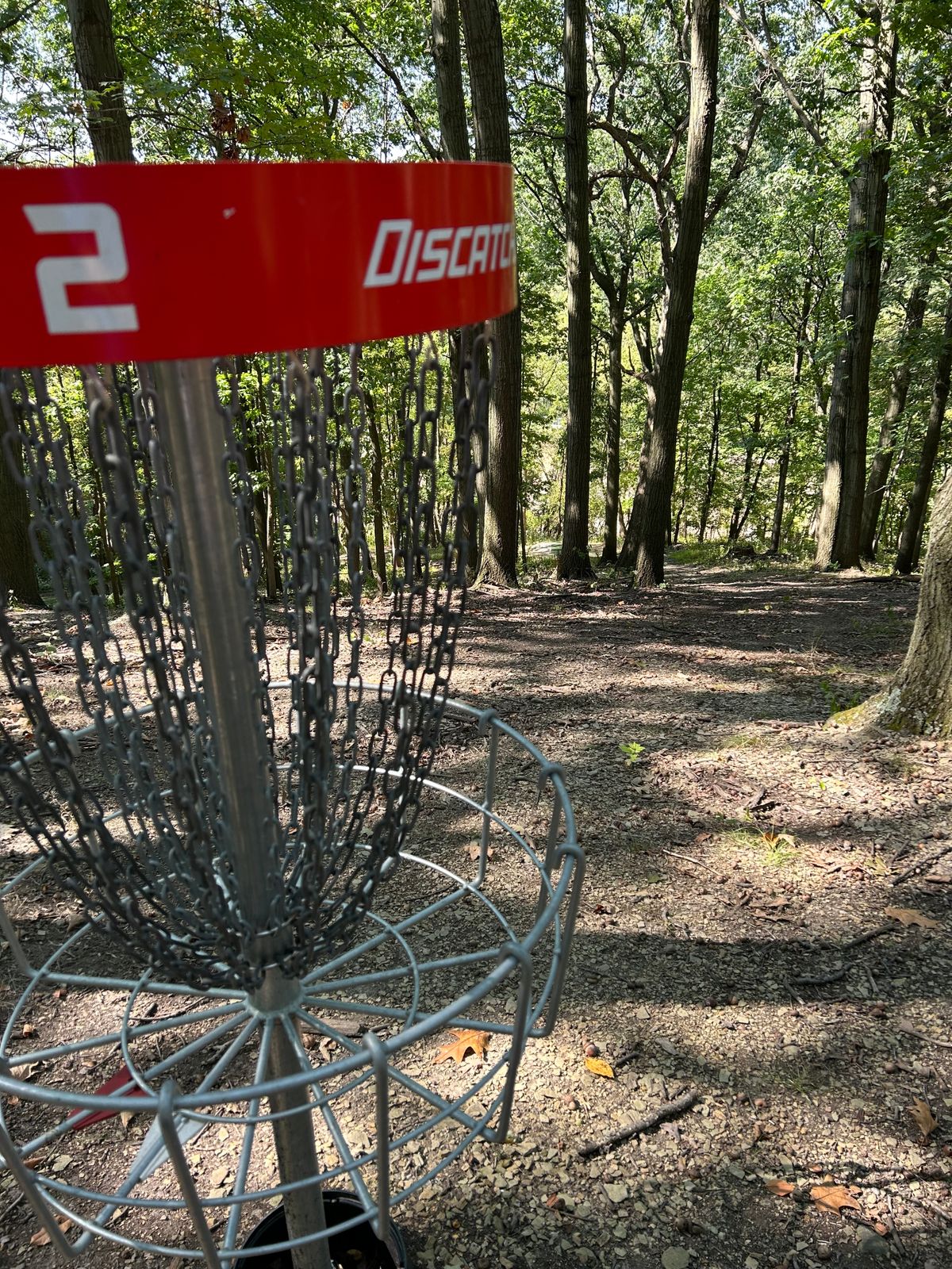 Reverse view looking down at Red tee