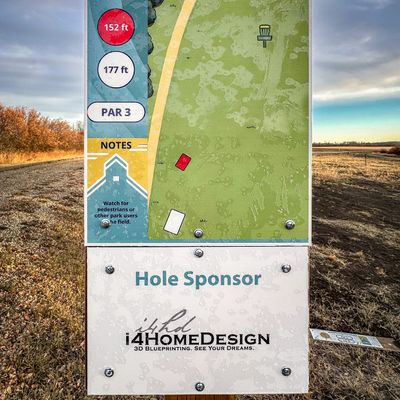 Hole 1 sign.