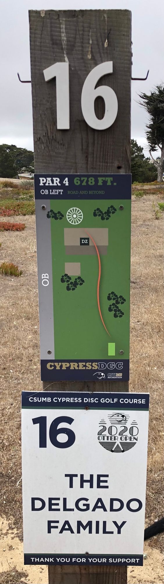 Hole 16's tee sign.