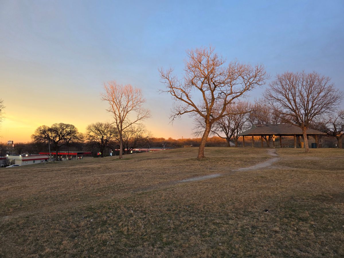 Hole 18 fairway looking left toward pavilion.