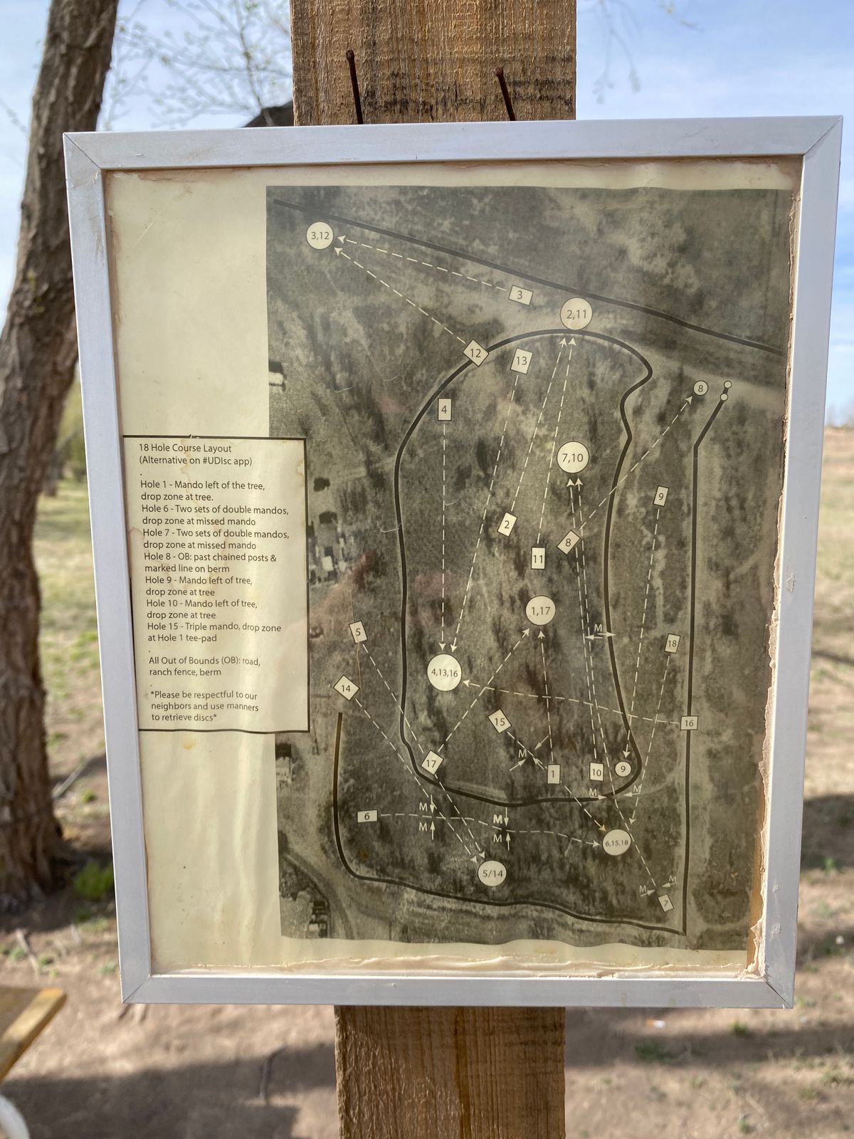 The map of the overall course. Take a pic before you start and use UDisc.