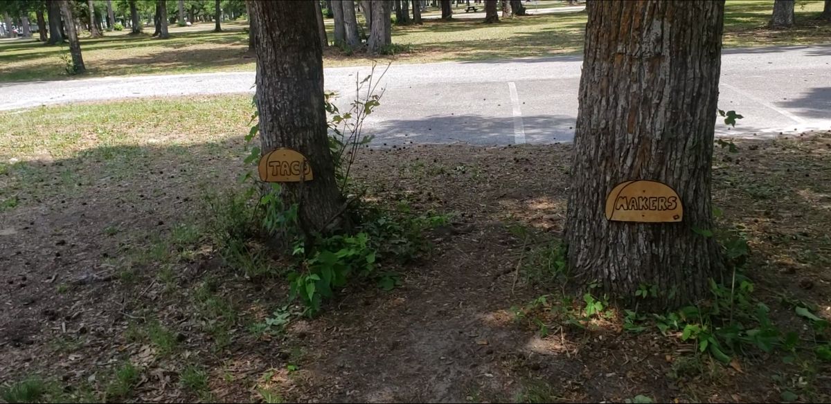 Hole 12. Between the trees is not Mando but they're right up to the tee box.
