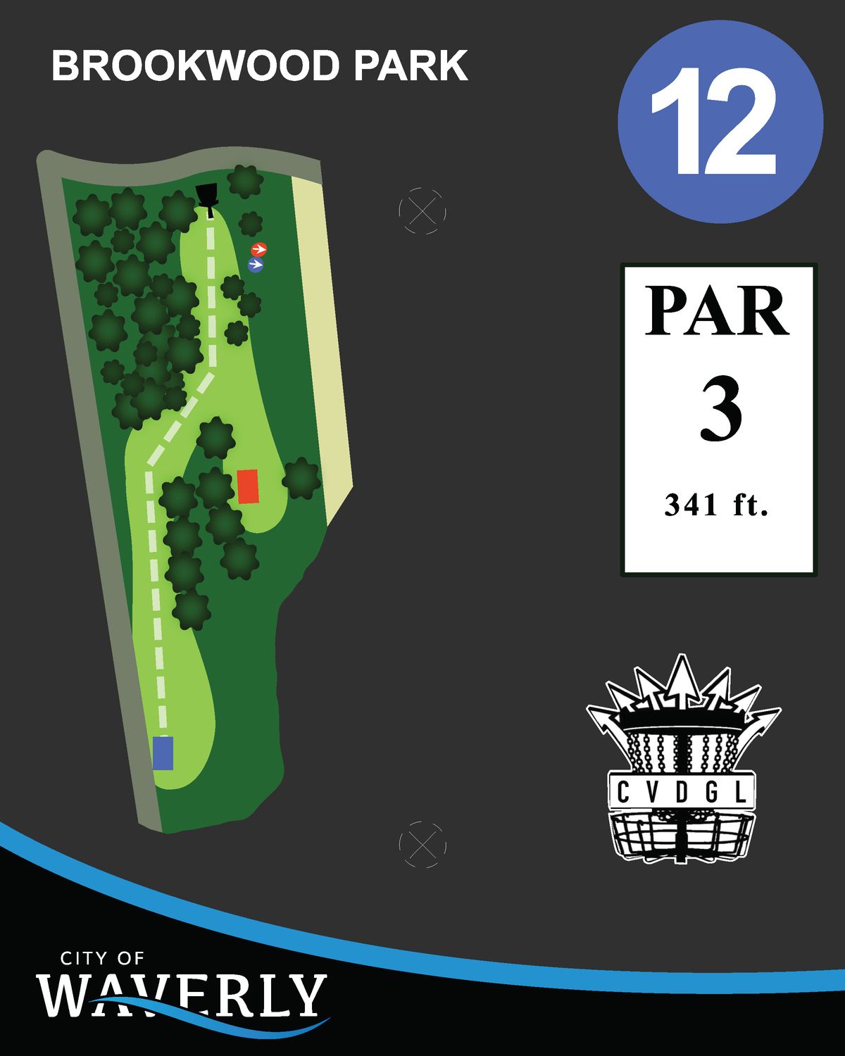 Hole 12 blue teepad sign