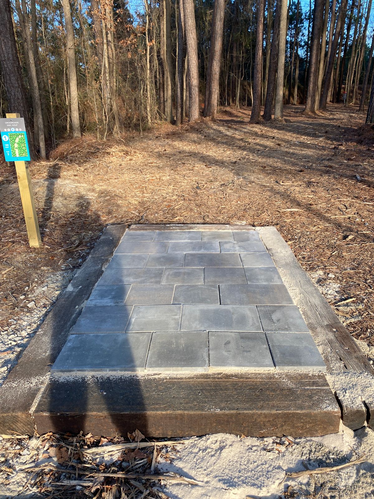 The future’s looking good with the new tee pad installed on hole 1