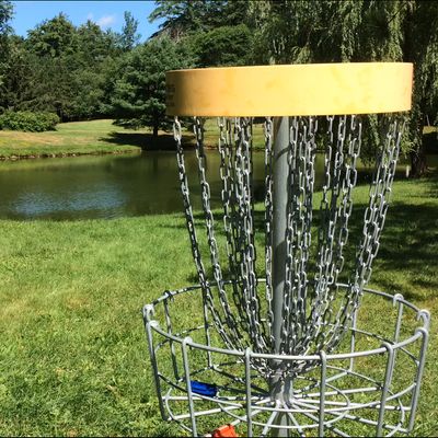 Whole nine blue goes over water making a really fun hole!