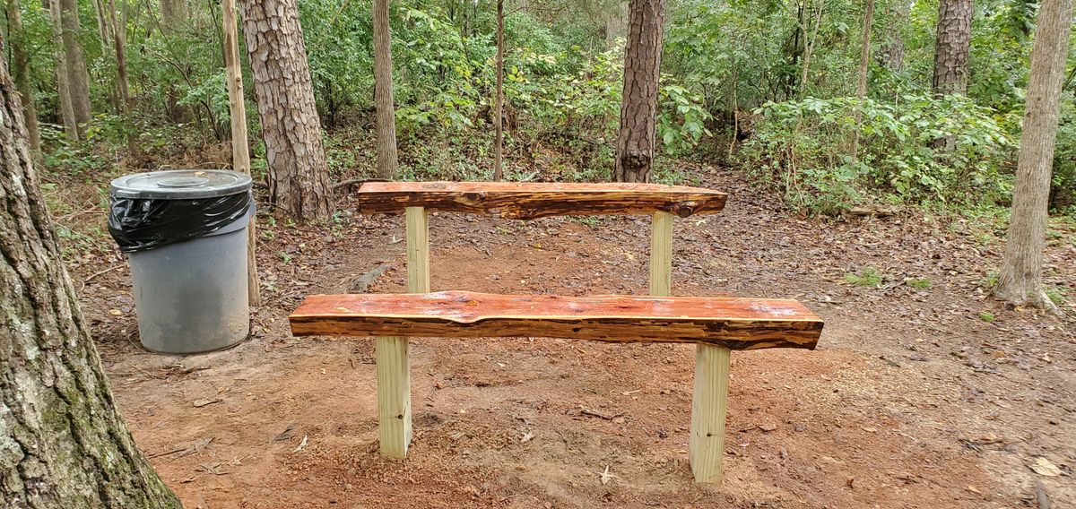 The benches are currently in the process of getting upgraded. This is hole 1