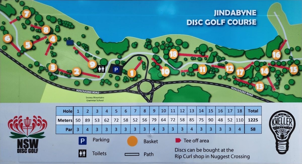 Original Course Signage and Photo. Please note that Hole #2 and #5 have swapped pars and the basket position of Hole #7 have moved since this was originally built. 