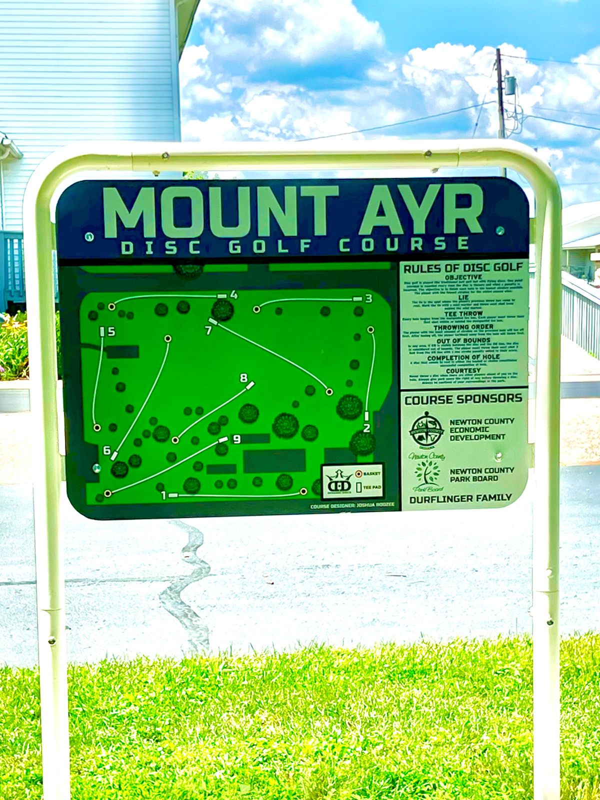 Course sign located on west side of park.