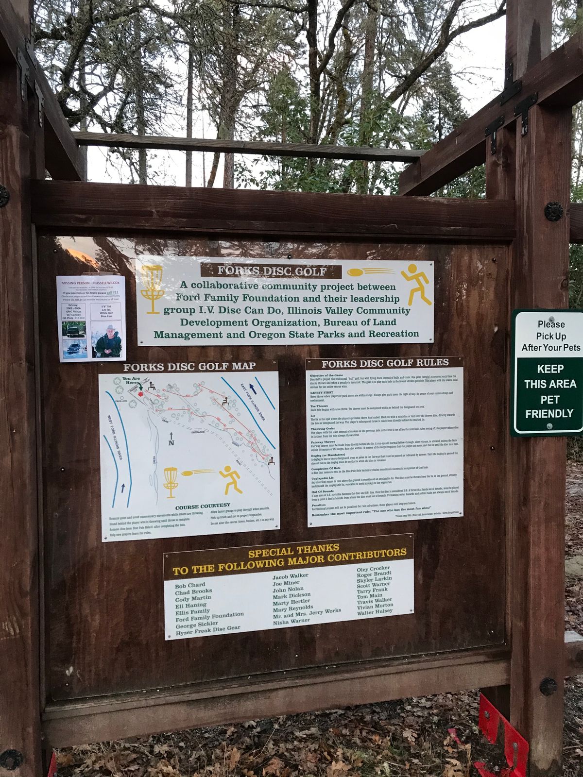 Info Board showing map and key contributors-Path in all pictures is wheelchair accessible