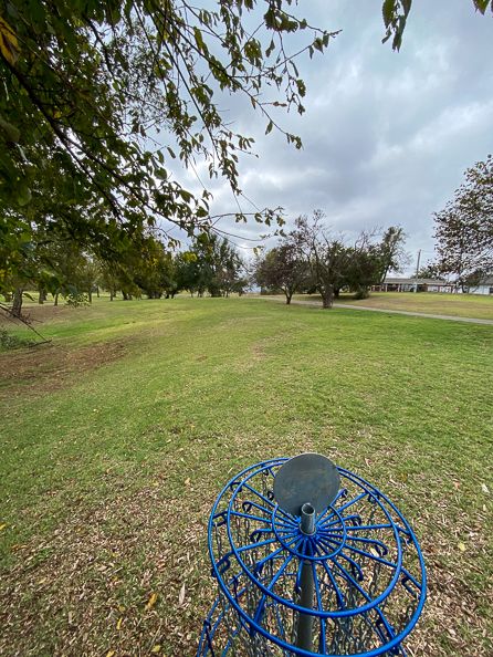 #6 green looking back across side of hill to green