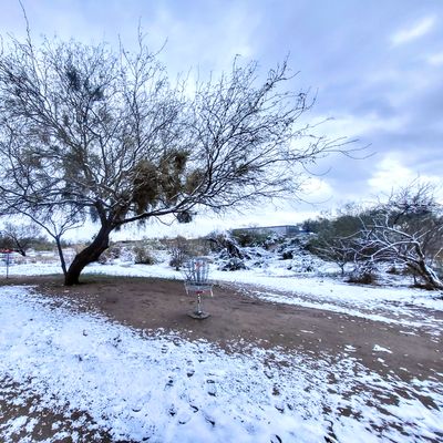 Hole one short basket on the right and long on the left.
