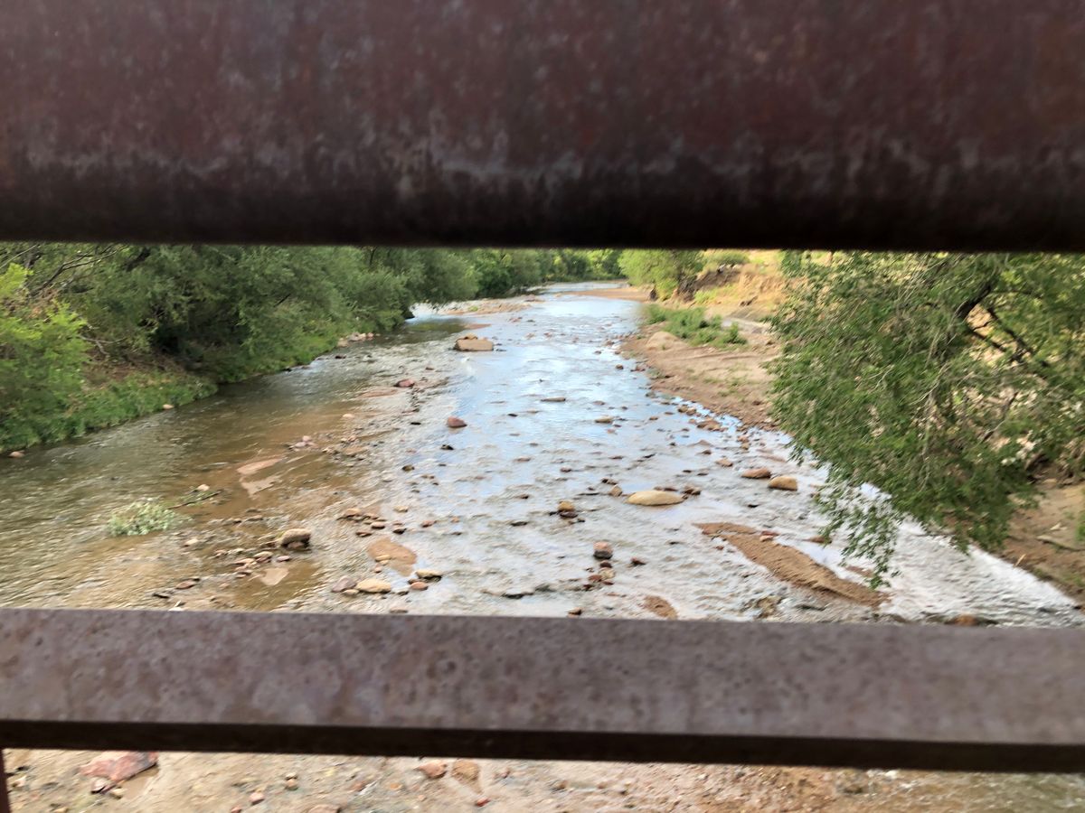 Hole 1 crosses Fountain Creek
