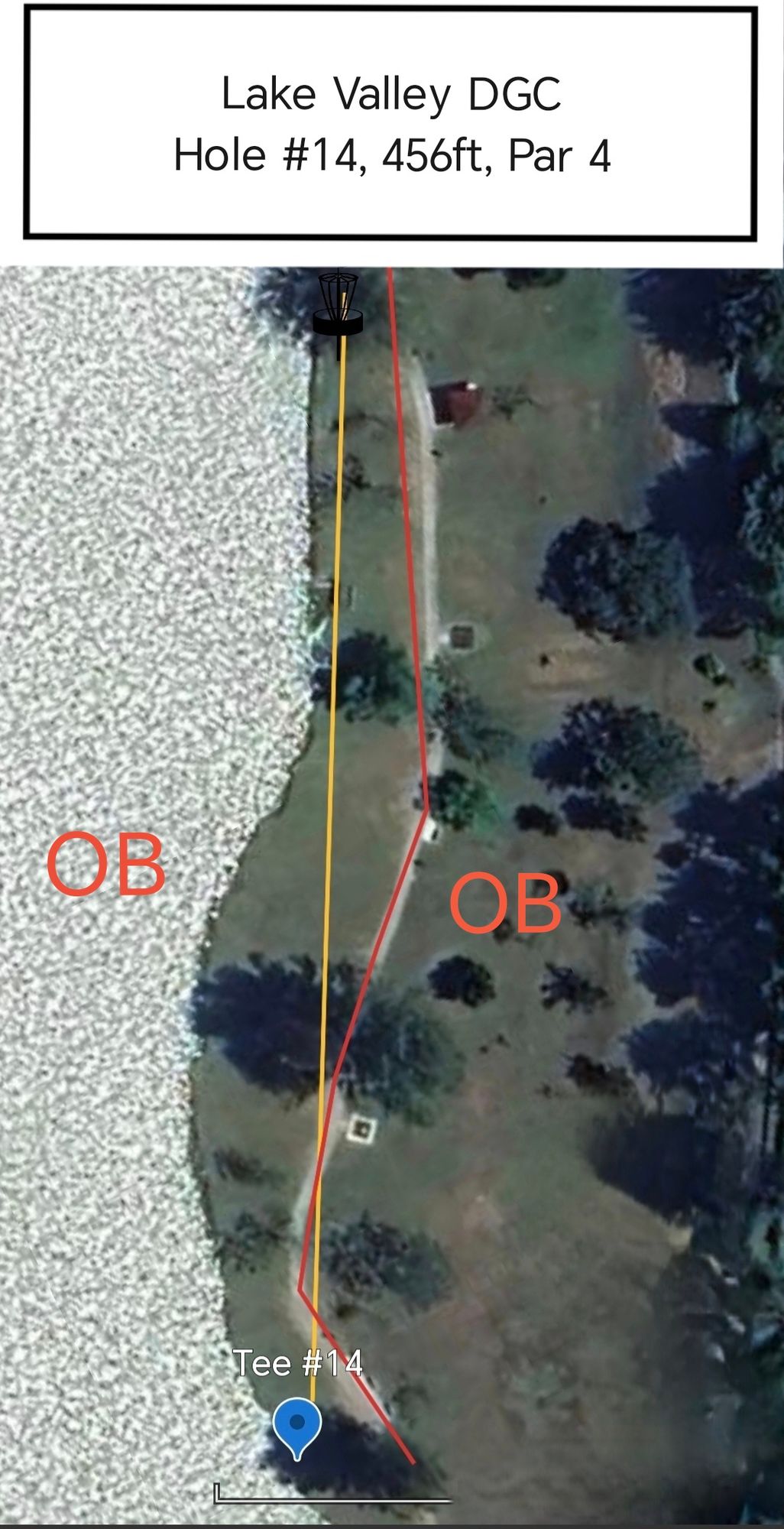 Walkway right and water left are OB. 
