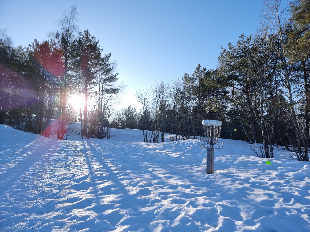 Hole 15. Par 3, ca 125m. Pretty nice round in the winter sun.