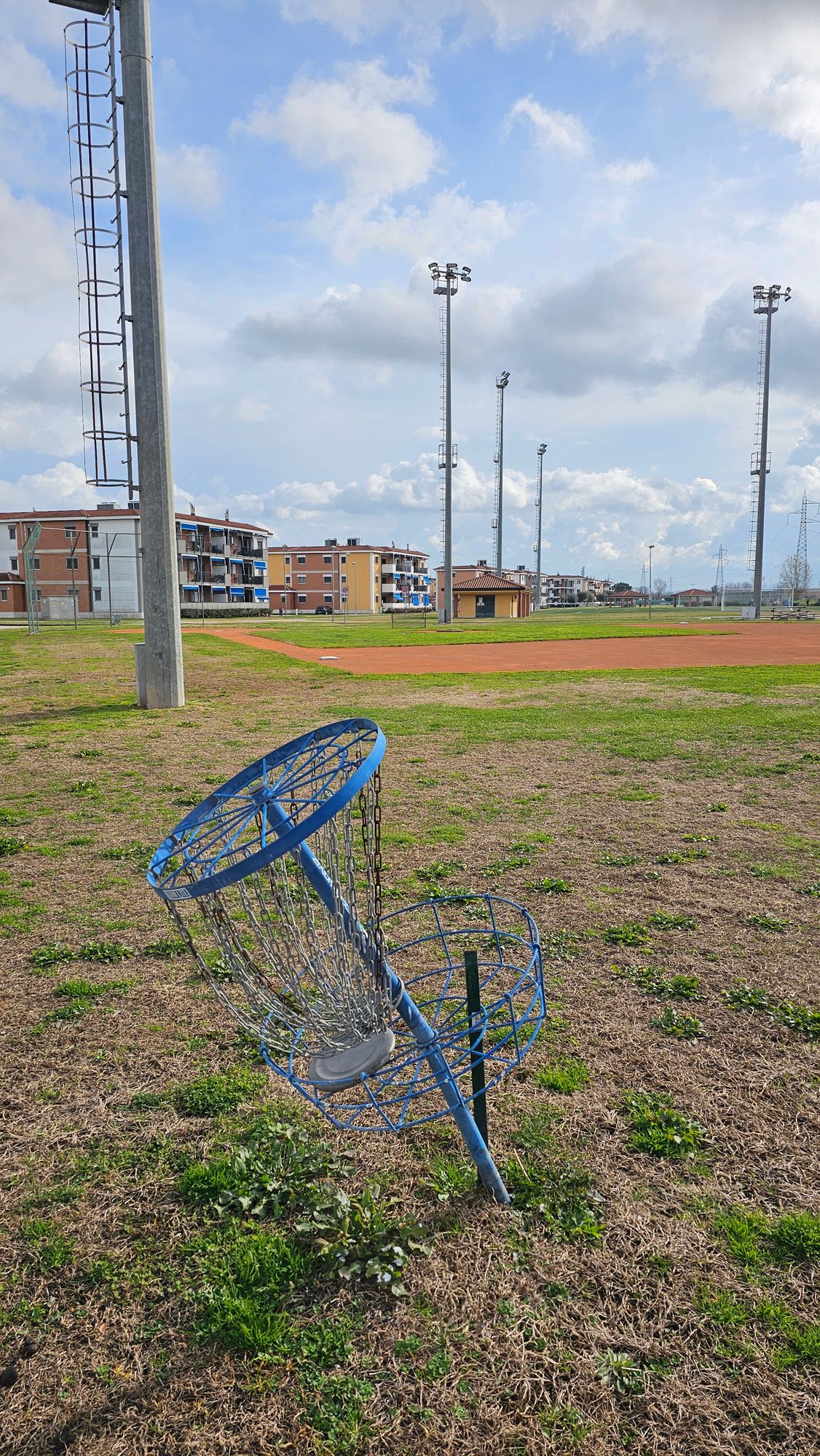 Basket 8 is almost in right field of the baseball field about 60 ft away from 1st base.