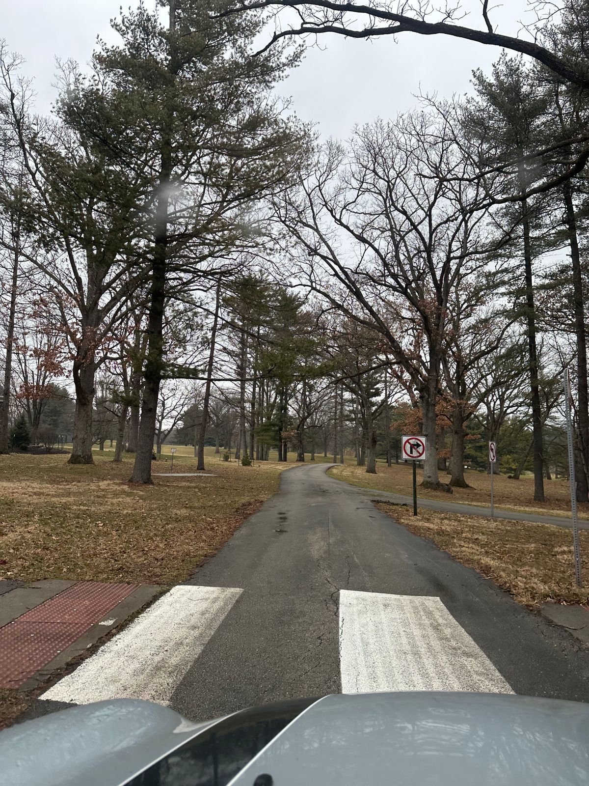 the road goes right thru the fairway on most holes so beware of people and cars