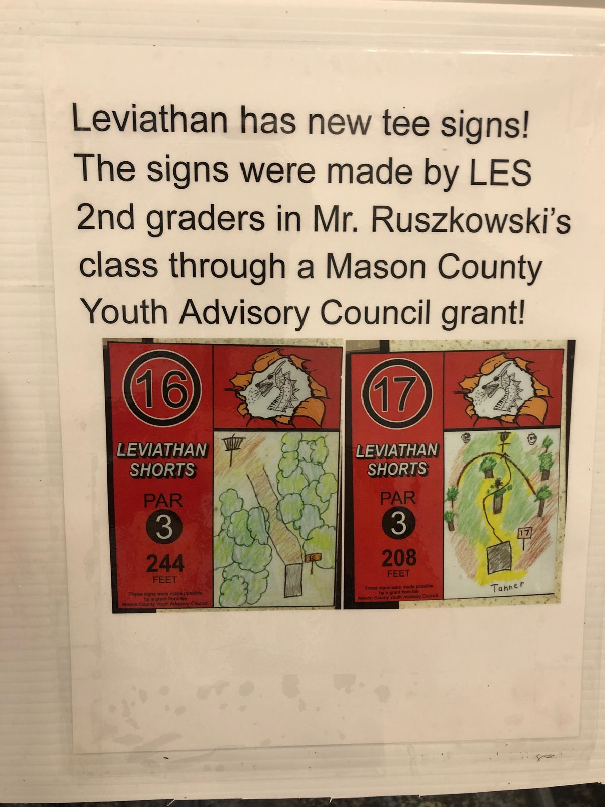 New Tee Signs made by Ludington Elementary School students.