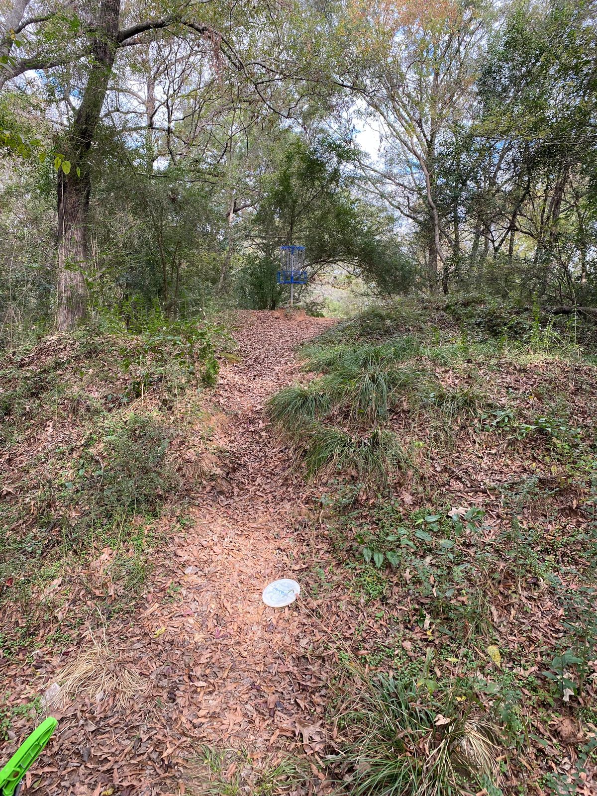 Hole 7 ends on a hill. Hole needs maintaining, but there’s a line!