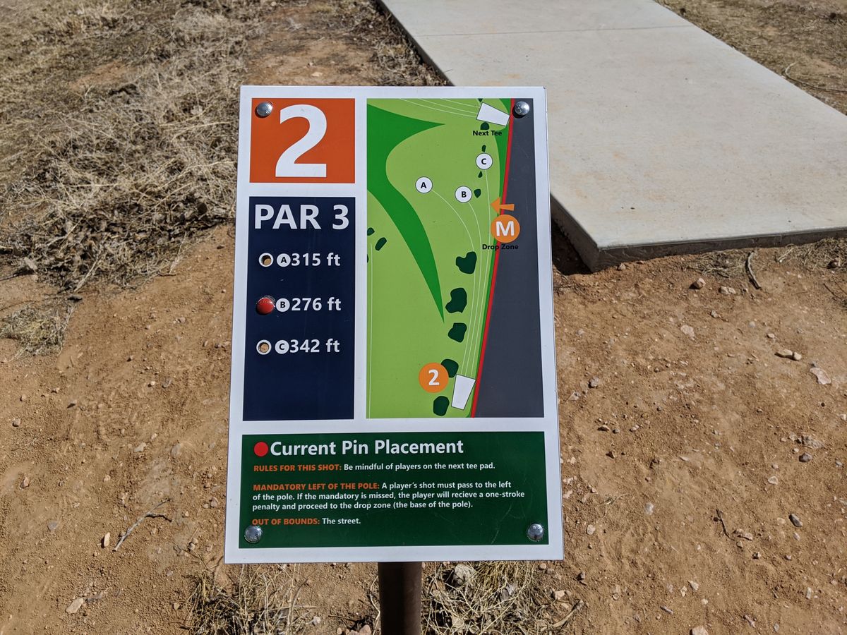 Hole #2's tee sign