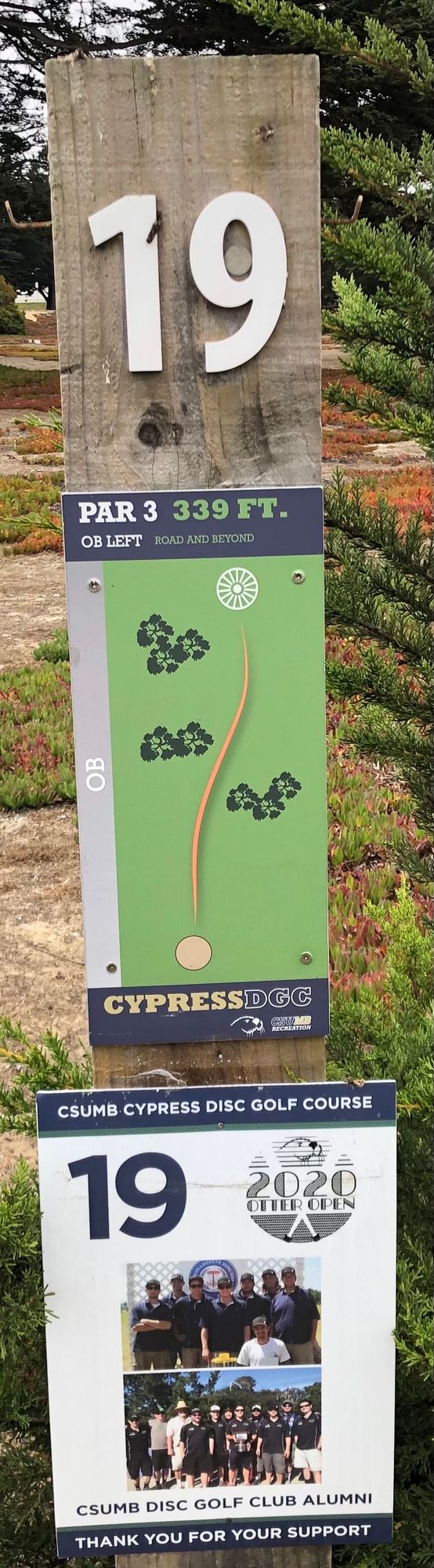 Hole 19's tee sign.