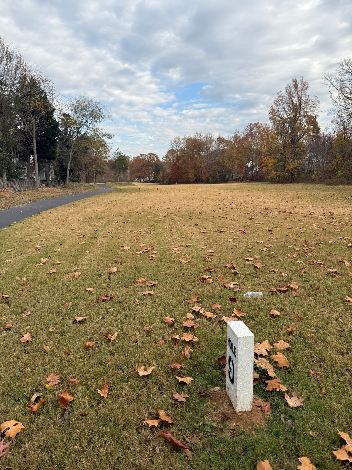 Layout is on an old golf course which is cool but its also directly through a walking path