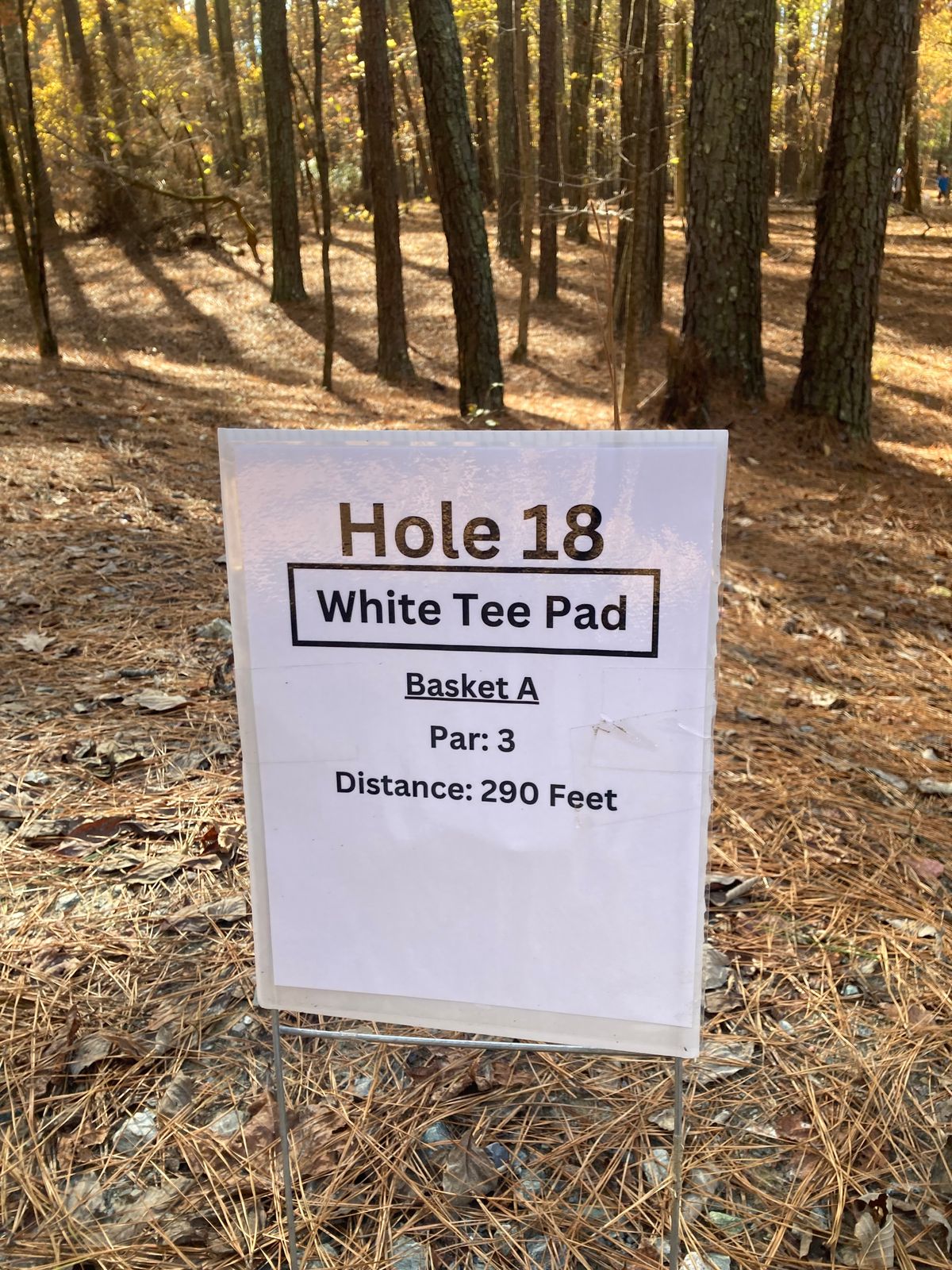 Hole 18 White Tee Sign