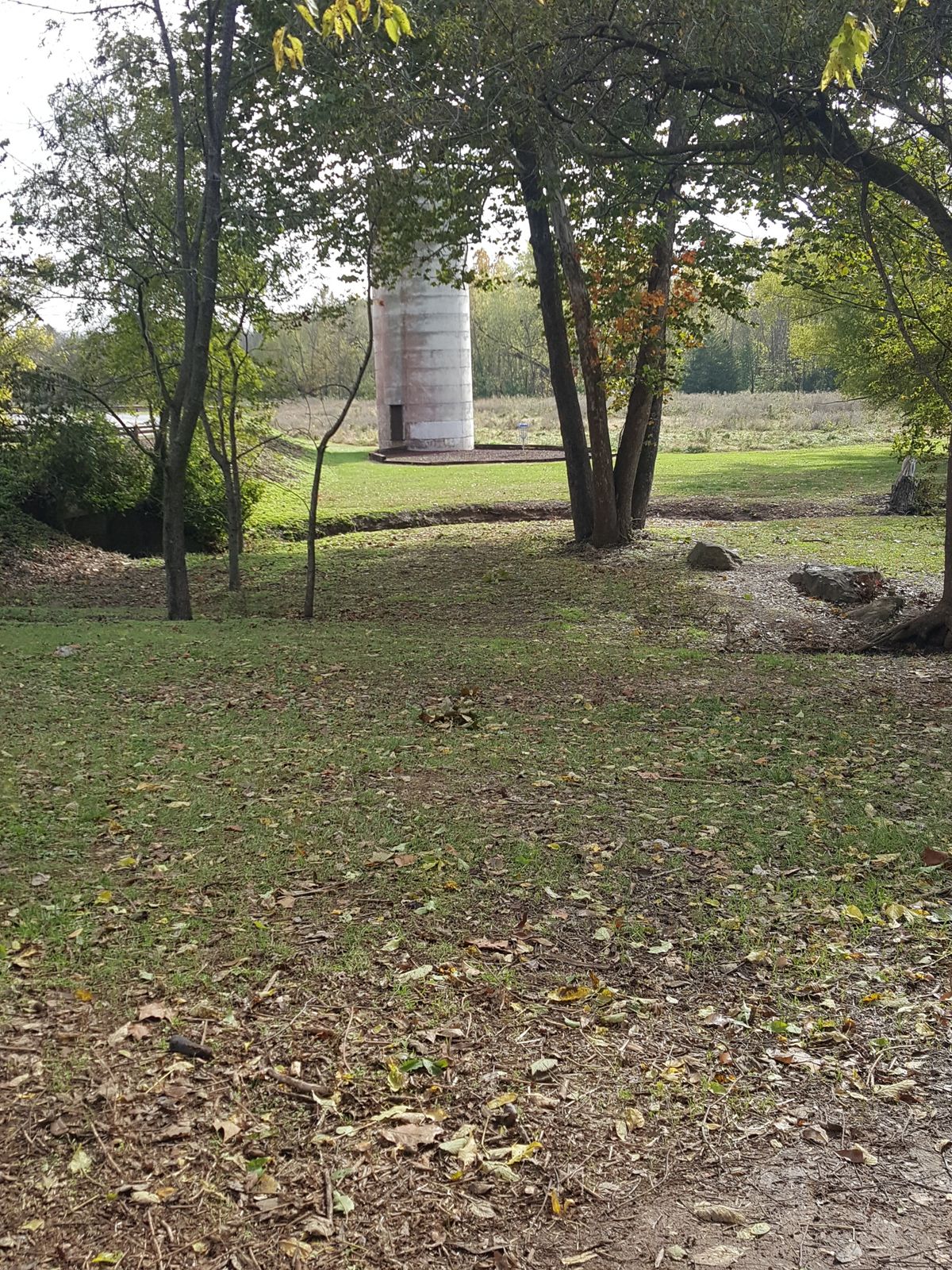 #18 Scenic views, going to be a great course. Look in the silo, can you throw a disc in there?