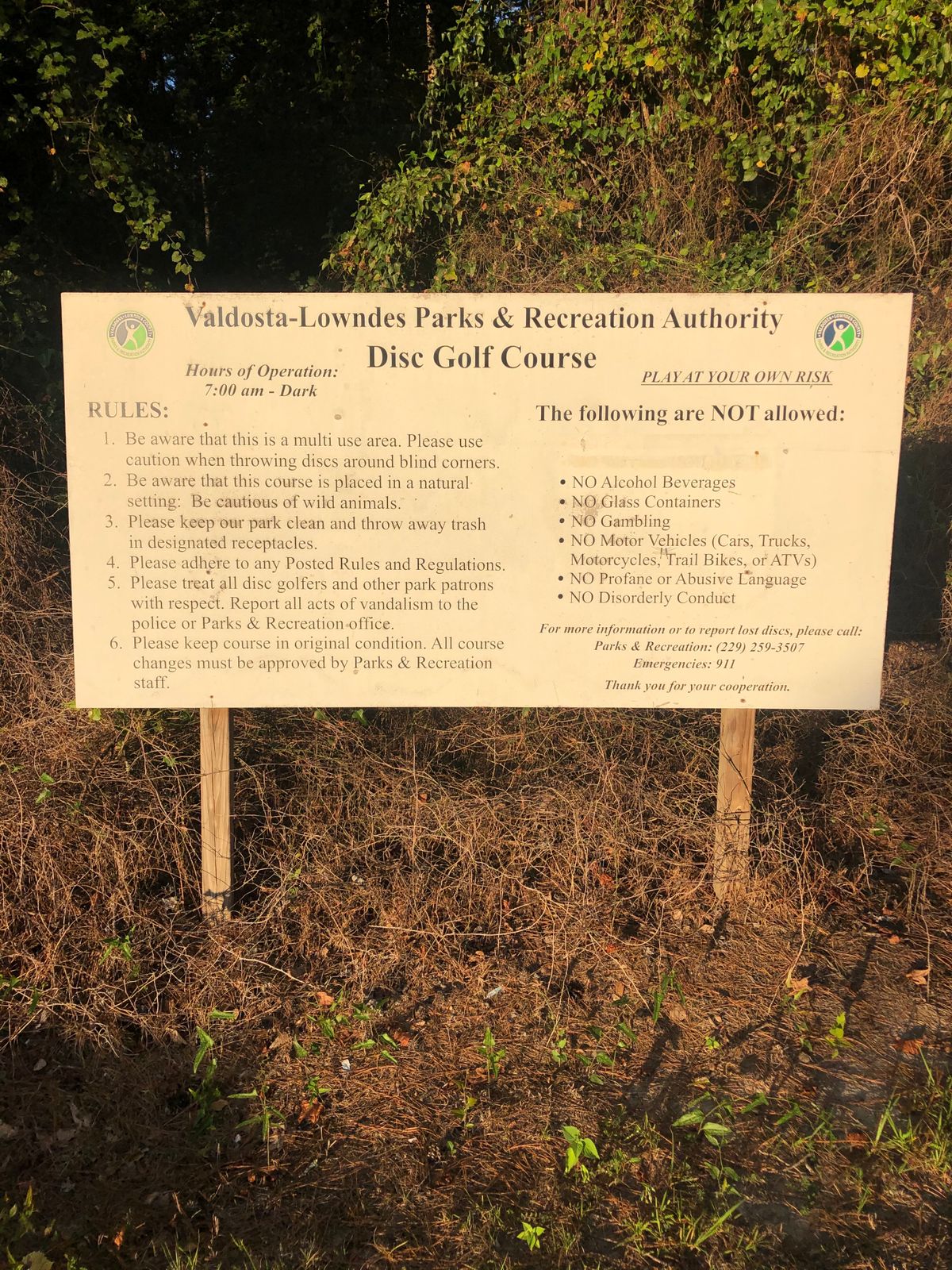 Course signage.